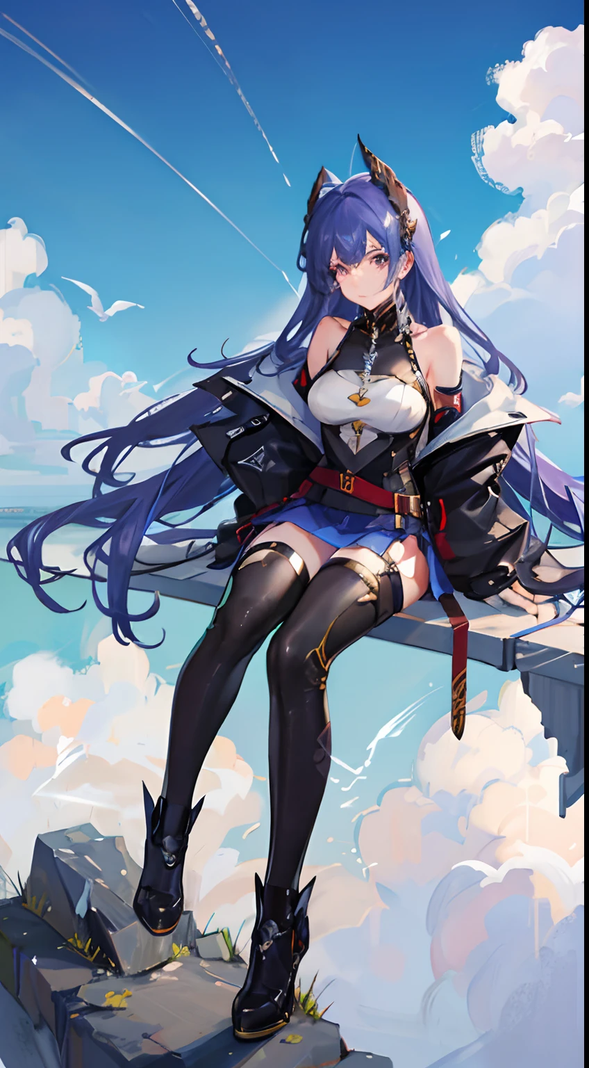 Dragon Girl、mecha musume、Great sword、Long、Hot pants under a miniskirt、Dragon's Right Arm、Mechanical shoulder and wing and left arm、Military uniform style costume、lowfers