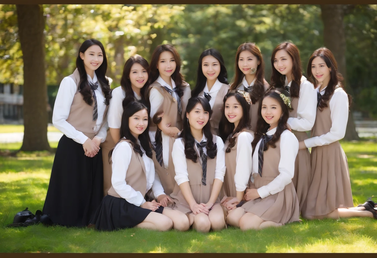 Cute high school girl　A dark-haired　40 Guests　Class group photo　All Nude