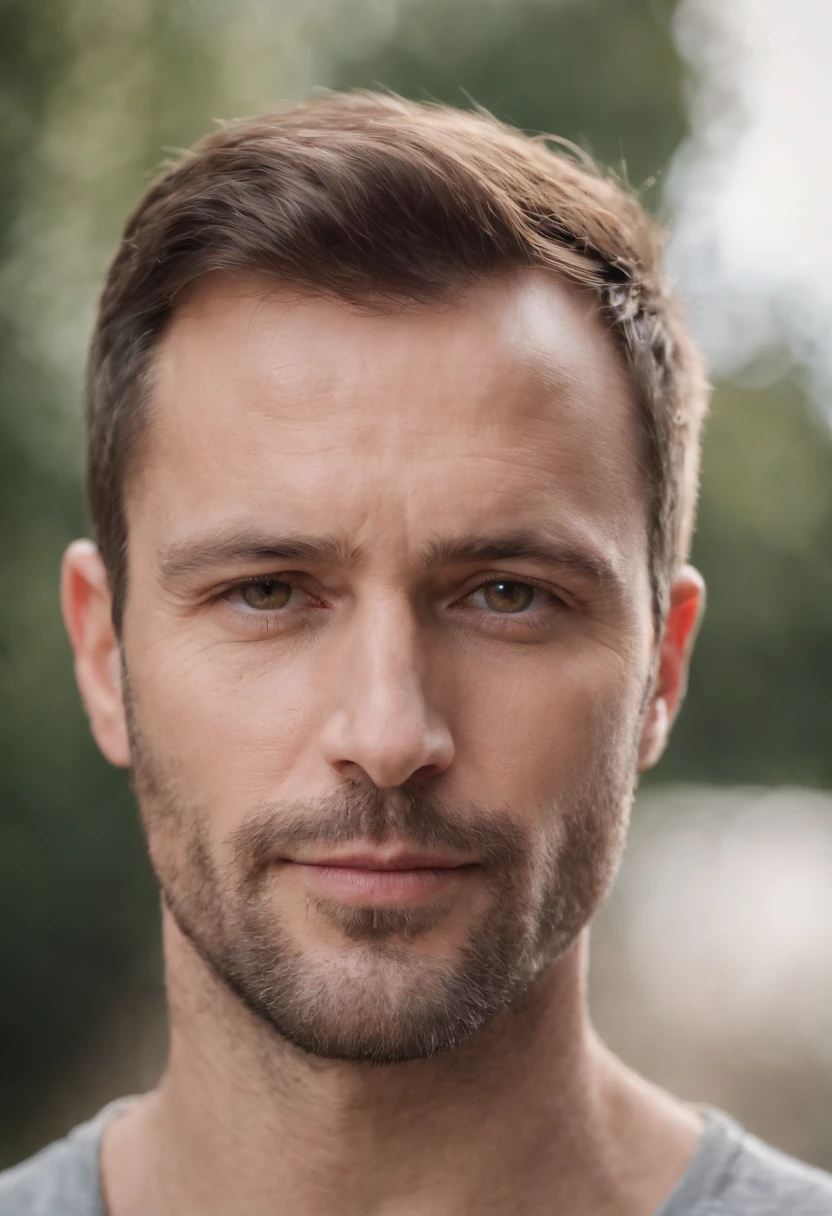 Portrait du bel homme de 40 ans au visage rond