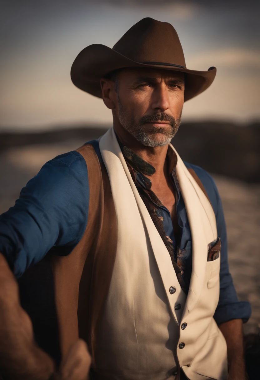 Portrait du bel homme de 40 ans au visage rond