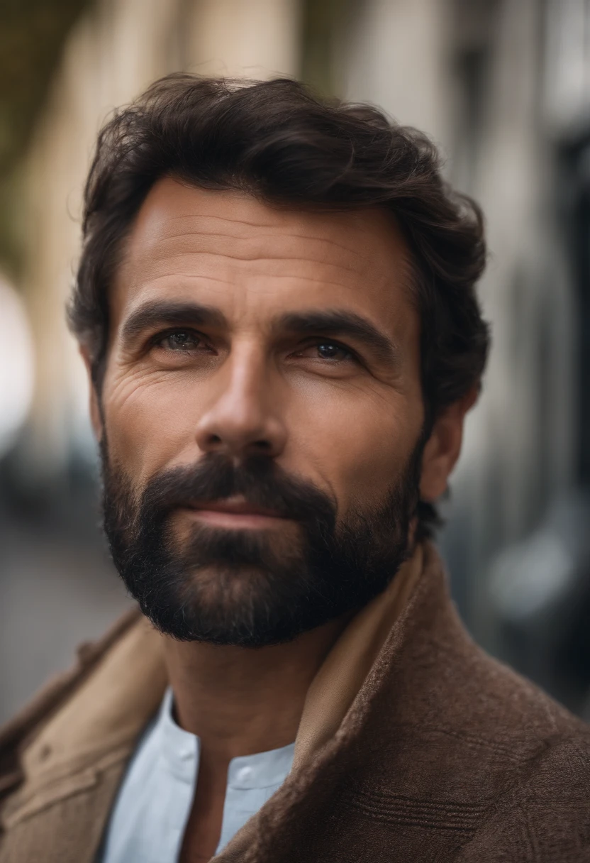 Portrait du bel homme de 40 ans au visage rond