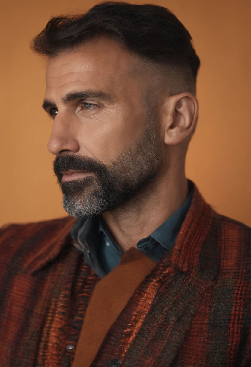 Portrait du bel homme de 40 ans au visage rond