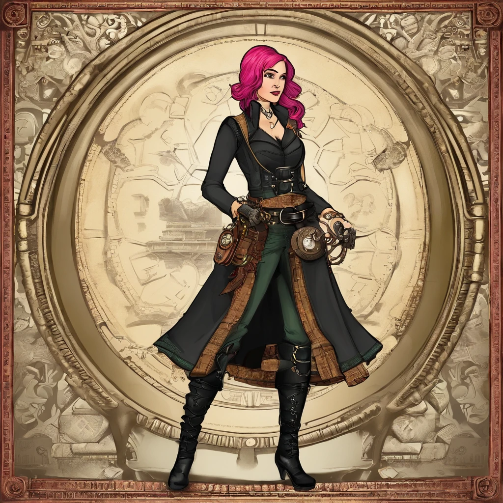 Akari is a young girl with medium short, wild pink hair and emerald green eyes. She is of average height and build, but she is very athletic and strong. Akari's usual outfit consists of a black polar neck, red plaid kilt, and black Dr Martin boots. Akari is a skilled martial artist and swordsman. Create her on a white background