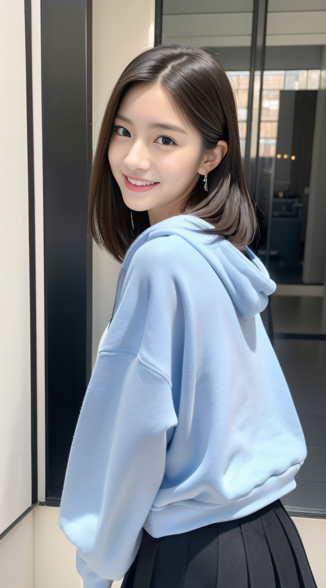 (((32K,very high res, high detailing, highly accurate,Masterpiece Girl 1))),Raw photo & realistic atmosphere,beautiful dark blue eyes,detailed mouth,Glossy lips,Detailed eyebrows,Soft white skin that shines with every detail,,Eyes drawn in detail、Very beautiful eyes with azure eyes,Detailed lips、Very beautiful face,Very well-formed face、Lifelike face,shiny beautiful lips,Beautiful eyebrows,Infinite reality,Best design,(Insanely cute active and aggressive Japan 16 year old girl,,toned body,Perfect High School Girl Gal Reader Model,Beautifully shaped breasts,A very cute and joyful beautiful girl,Little Girl:1.5),Best Natural Makeup,Japanese ido,Korean Idols,Young sensual idol,Moist eyes,Dark beautiful eyes,Beautiful butt,beauty legs,,camel's foot,:1.3),超A high resolution、,Natural and realistic face,Back lighting,Pure eyes are too cute,(((photorealisim,Photograph the whole body))),,Reality Live Action,(simple earrings,a necklace,Glossy nail art,Blue sweat hoodie and wide cargo pants and white sneakers,Boys Fashion,独奏,Lori,Smile faintly,full body Esbian:1.7),(Show full-body fashion,casual15Japan young schoolgirl,Blonde shorthair:1.8)