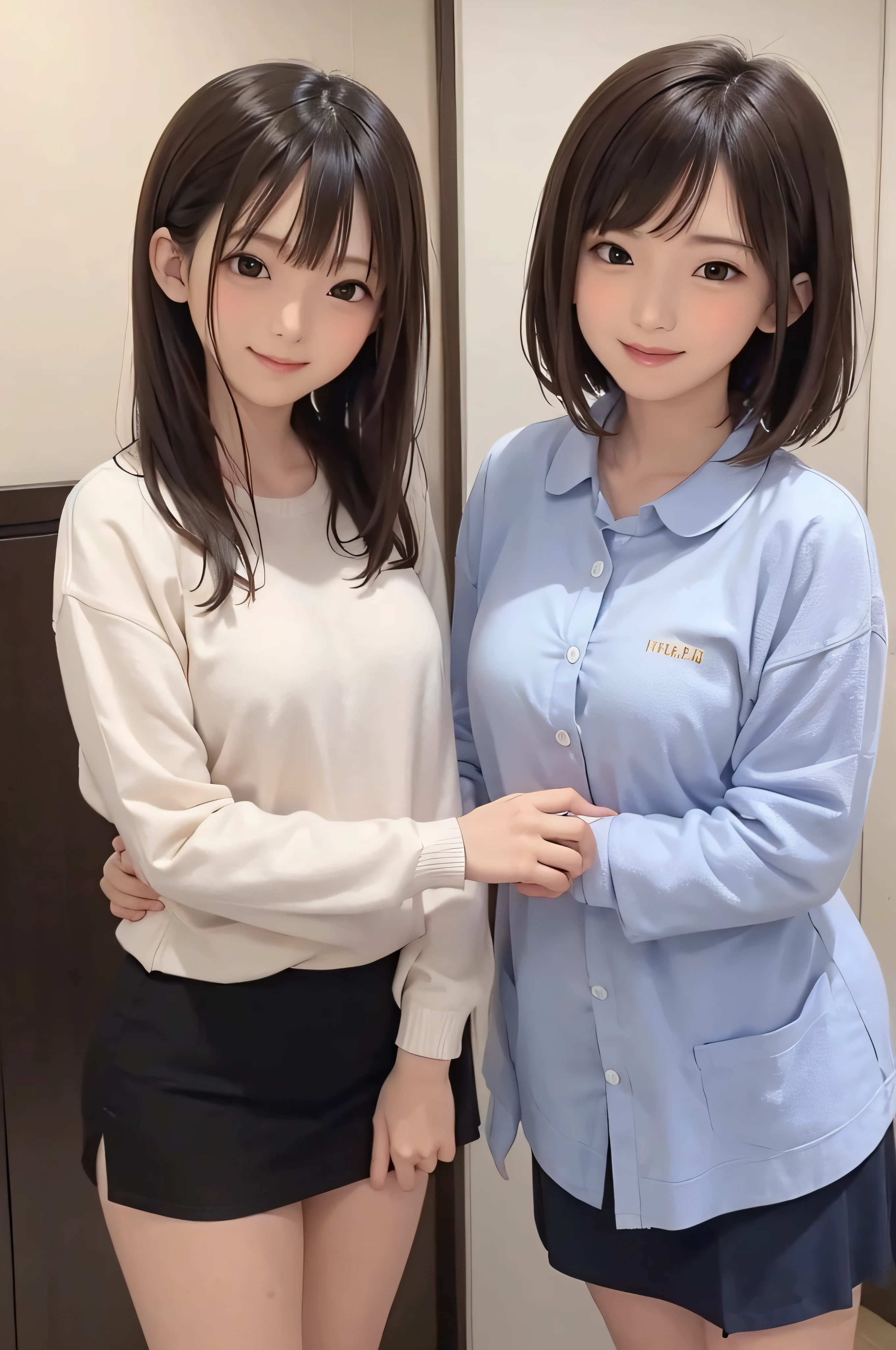 Good friend mother and daughter、-yeld dater、40-year-old mother、ssmile、White background