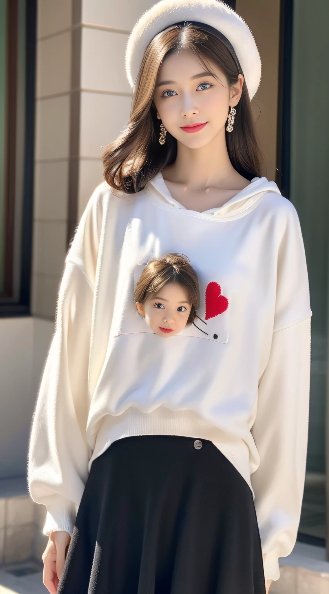 (((32K,very high res, high detailing, highly accurate,Masterpiece Girl 1))),Raw photo & realistic atmosphere,beautiful dark blue eyes,Detailed mouth,Glossy lips,Detailed eyebrows,Soft white skin that shines with every detail,,Eyes drawn in detail、Very beautiful eyes with azure eyes,Detailed lips、Very beautiful face,Very well-formed face、Lifelike face,shiny beautiful lips,Beautiful eyebrows,Infinite reality,Best design,(Insanely cute sober and modest Japan 18-year-old girl,,toned body,The perfect gal reader model,Beautifully shaped breasts,Very cute beautiful girl, Girl:1.5),Best Natural Makeup,Japanese ido,Korean Idols,Young sensual idol,Moist eyes,Dark beautiful eyes,Beautiful butt,beauty legs,,camel's foot,:1.3),超A high resolution、,Natural and realistic face,Back lighting,Pure eyes are too cute,(((photorealisim,Photograph the whole body))),,Reality Live Action,(simple earrings,Necklace Arm,Watches,Glossy nail art,Girlish clothes,Clothes with a design image of young people in bright colors in primary colors,Dress up your hoodie in a cool and cute way,Hats,beautiful skirt,Modest and beautiful fashionable fashion,espadrilles,Perm Shorthair,独奏,Lori Kool,Smile faintly,glares,full body Esbian:1.7),(Show full-body fashion:1.8)