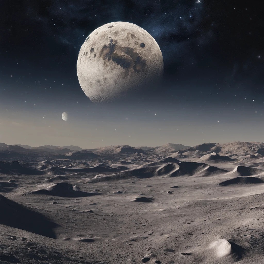 Master Parts、Superior Quality、superior image quality、The 8k quality、Beautiful pictures of the starry sky、magnifica、Arched Milky Way:1.25、Alafed view of Earth from the lunar surface, Lunar surface, space photo, on the moon, moon background, moon background, on the moon, Lunar soil, space photo, moonscape, Focus on the Moon, On Moon, Numerous craters:1.9, Huge Earth in the Sky