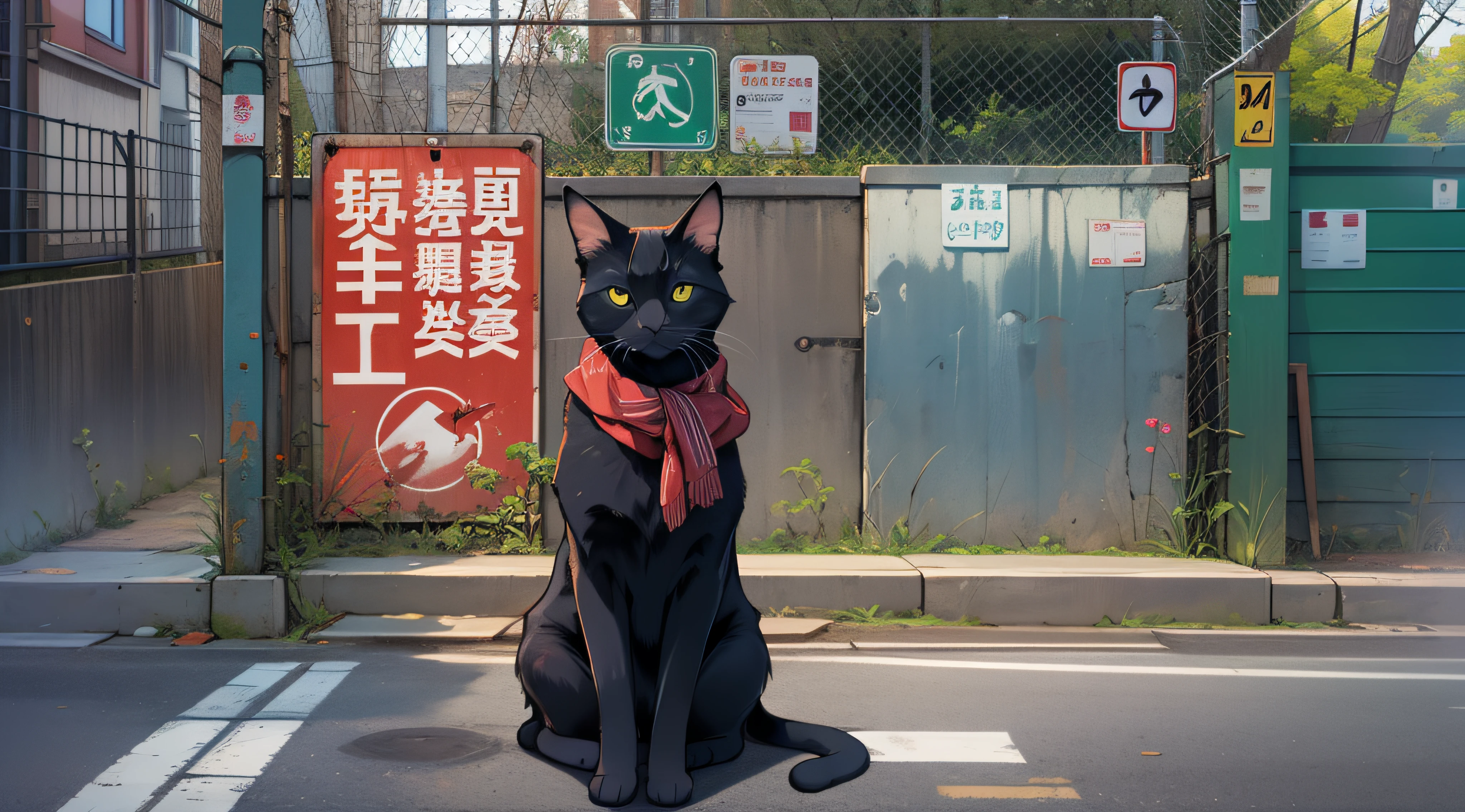 landscapes Cat sitting in front of a stop sign Kizitora sign