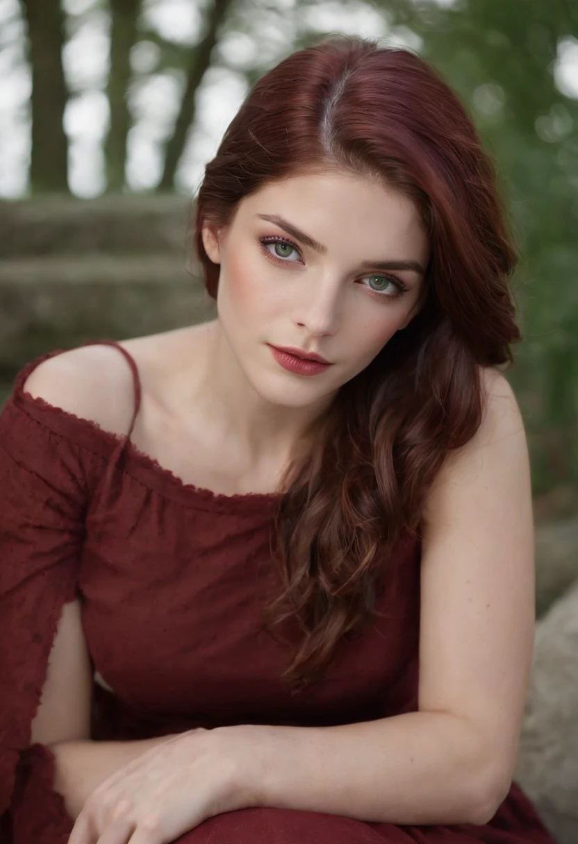 (((a deep reddish wound crosses her left cheek))) fair complexion, Ashley Greene around 19 years old, natural white hair, distinctive green eyes, wearing kohl, slender and graceful, beautiful, candlelight in a medieval setting, ultra sharp focus, realistic shot, medieval female clothes, tetradic colors (scar:1.4)