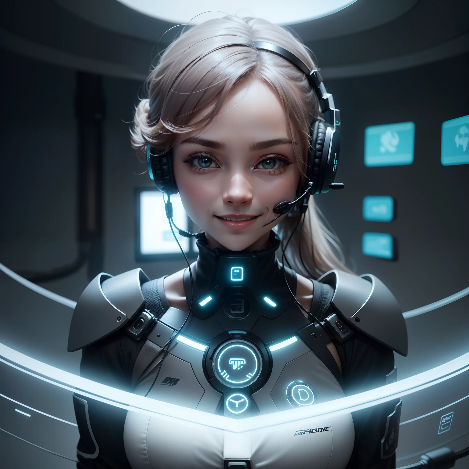 (microfone de headset) High quality for crisp and clear audio recording with noise reduction, Designed for immersive gaming and online communication. she smiles