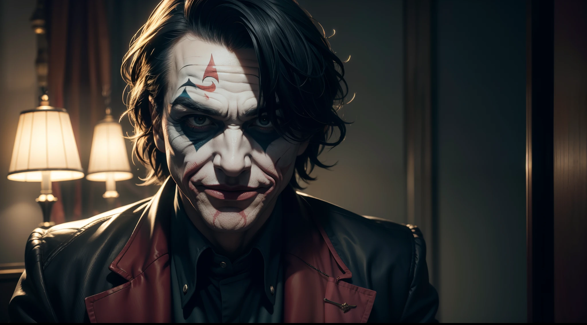 DC Comics, portrait (closeup) Old man joker, realistically, dynamic lights, old, full footage, (extremely detailed 8k wallpaper of CG unit), trend in ArtStation, trend in CGSociety, high detail, sharp focus, dramatic, photorealistic