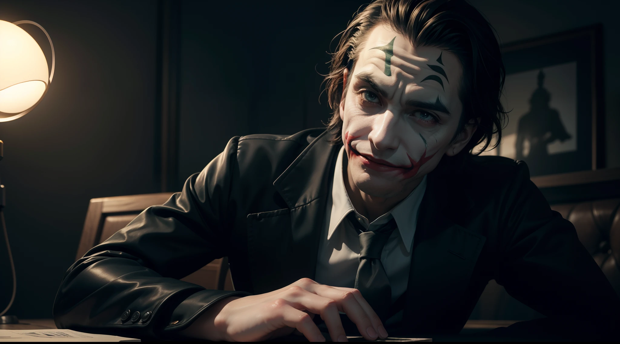 A Joker\(Joker 2019\) ,epic, realistic, faded, neutral colors, ((((hdr)))), ((((muted colors)))), intricate scene, artstation, hyperdetailed, cinematic shot, warm lights, dramatic light, intricate details, vignette, complex background, [[teal and orange]], slate gray atmosphere