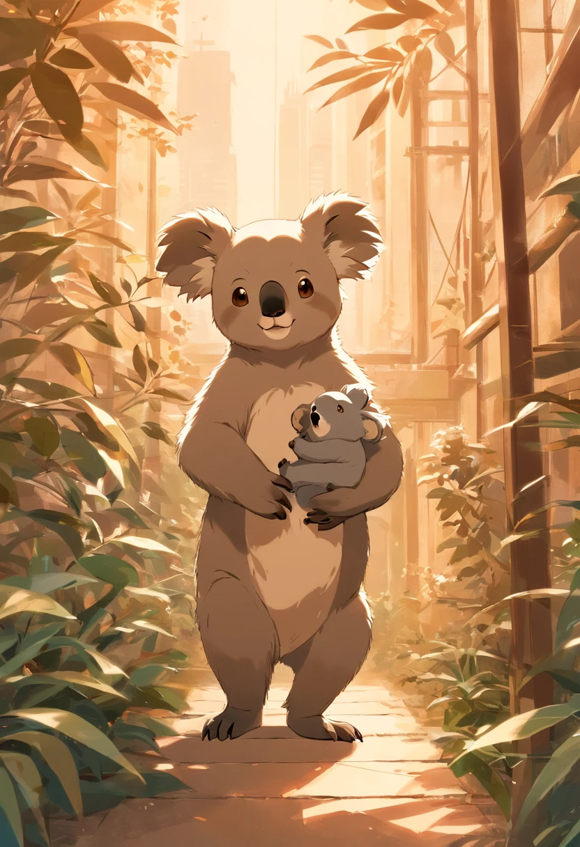 Koala in vintage sepia photography from the 1800s. Other personalities of the time