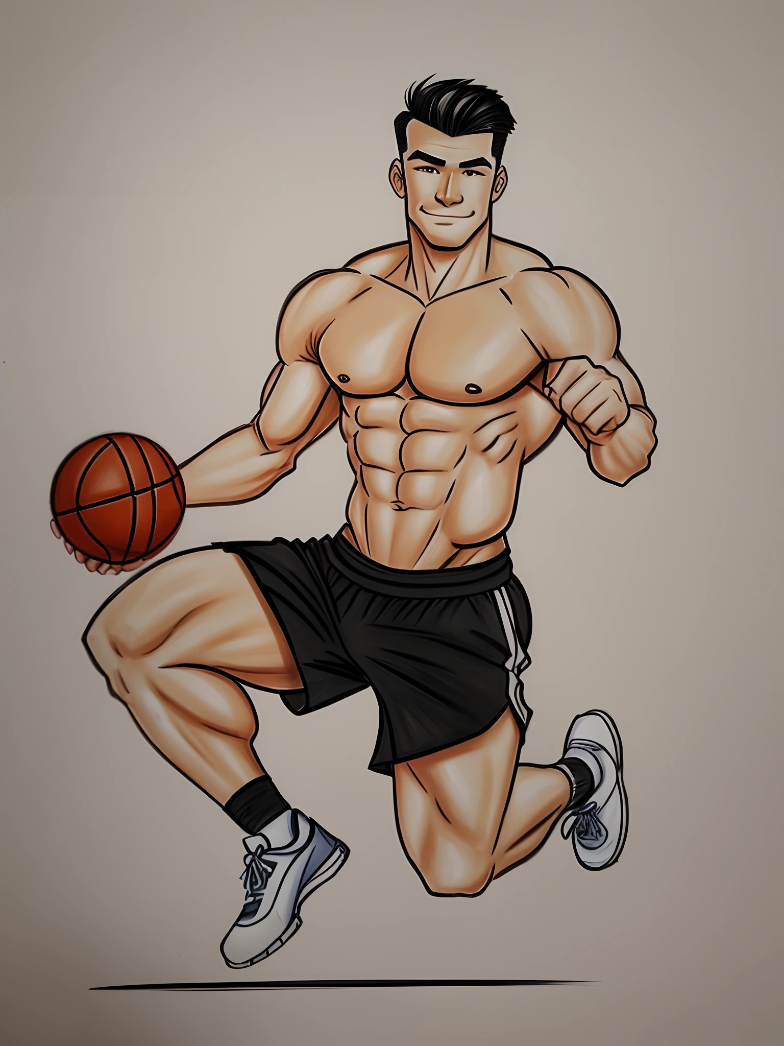 A caricature，Draw my Chinese physical education teacher，Very handsome --auto --s2