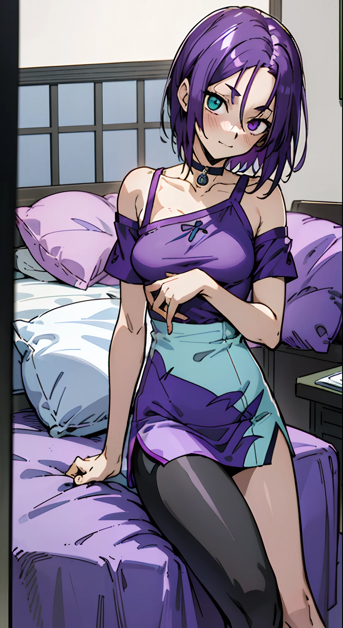 (mesa),(mejor calidad), misato katsuragi, 、Colosal 、vestido negro transparente,Ropa interior seductora、durmiendo en la cama、 Separa las piernas、Brown eyes, collar con una cruz, chaqueta roja, Mirada persistente, ojos afilados, Separa las piernas、abre la entrepierna、sexy lingerie