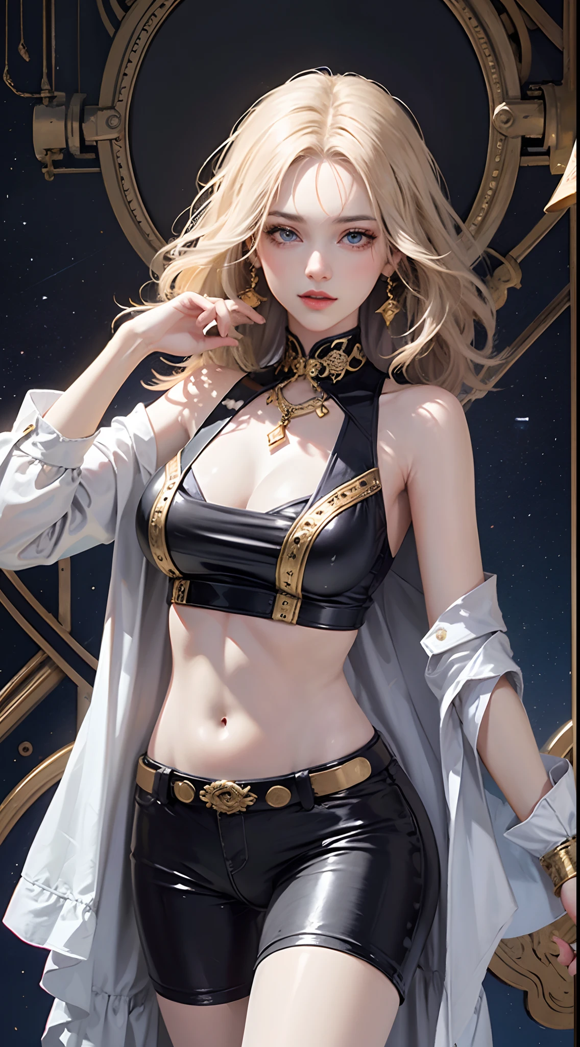 （tmasterpiece，top Quority，best qualtiy，offcial art，Beautiful and aesthetic：1.2），（1 Persian girl），waist-up，Persian style，Exotic，Gorgeous jewelry，Wear onyx，turquesa，lapis lazuli，cyber punk style，mechs，Extremely detailed，Colorful，highestdetailed，offcial art，统一 8k 壁纸，ultra - detailed，Beautiful and aesthetic，big breasts beautiful，tmasterpiece，best qualtiy，（zentangle，datura，Tangles，entangled），holy rays，gold foil，Gold leaf art，glitter drawing，PerfectNwsjMajic