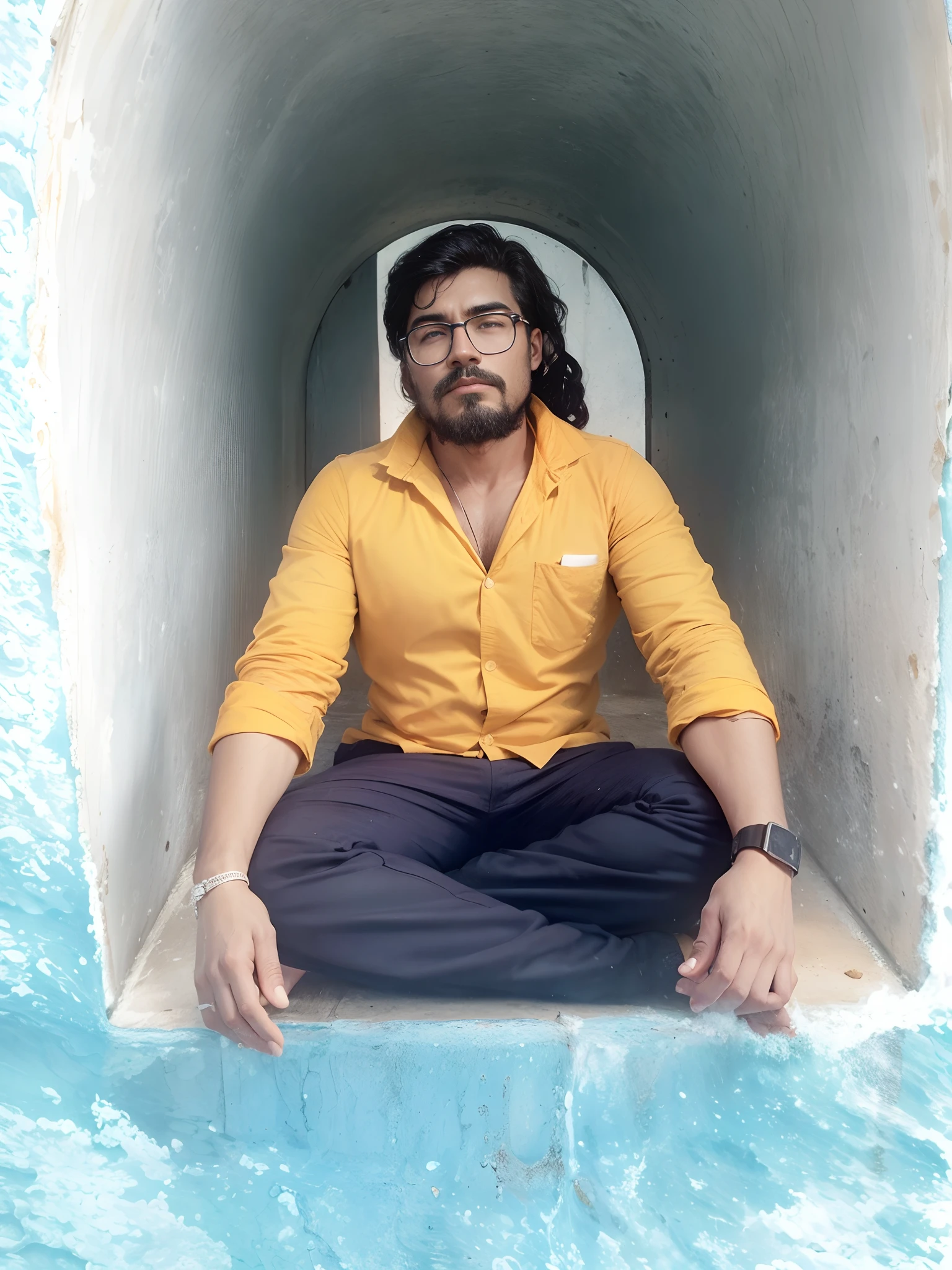homem maduro, sitting in a meditation position, diante de um orisonte lindo, com o sol se pondo, in connection with the divine, foto de retrato, Directed by: Drew Tucker, Directed by: Adam Marczyński, Directed by: Alexander Kucharsky, Directed by: Gavin Nolan, Surrealismo 8K, Directed by: Jason Felix, Yuri Shwedoff e Tom Bagshaw, arte ilustrativa, Estilo Erik Johansson