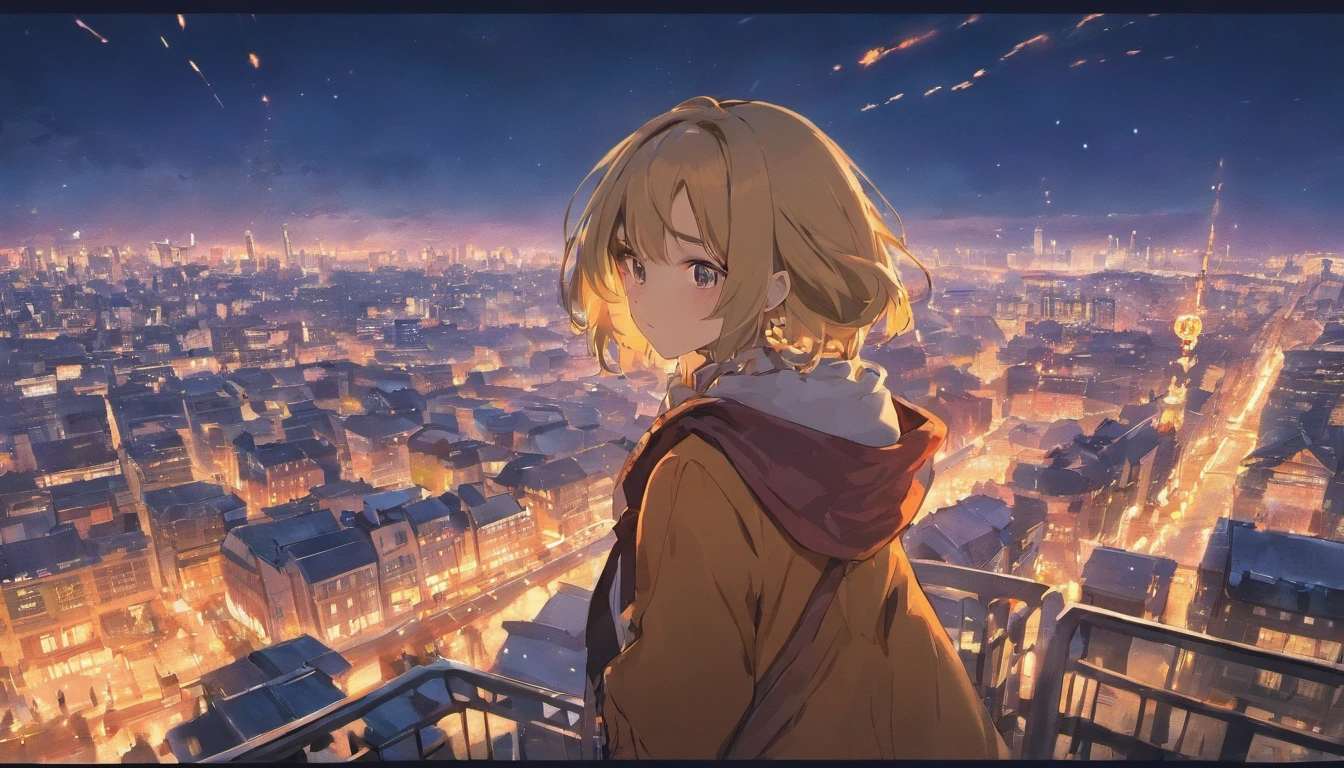 girl,natta,Winters,view over city,parted,sad