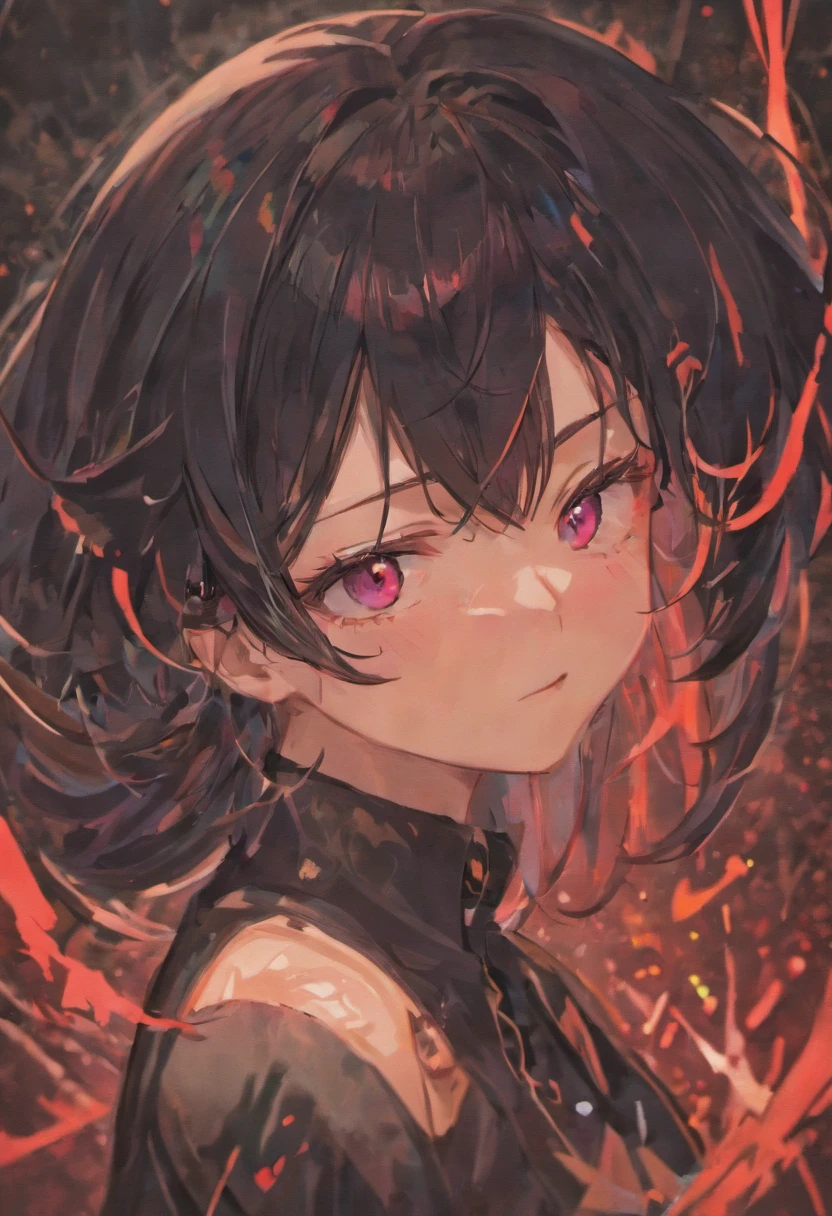 Handsome youth,closeup cleavage,head portrait,黑The eye,Black hair,火焰,long canine teeth,blood in face,with long coiled hair,(blood stains at the corners of the mouth:1.4),Blood,depth of fields,dynamic blur,high light,Real light,Ray traching,oc rendered,Hyper-realistic,best qualtiy,8K,Works of masters,super-fine,Detailed pubic hair,Correct anatomy,sharp focus on eyes,Bokeh,Facial features are carefully depicted