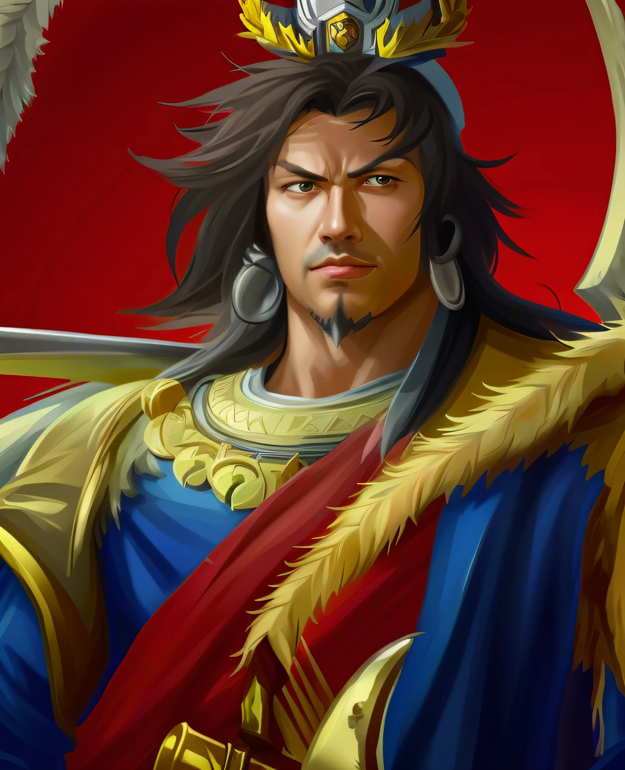 Man with sword and wings on his head