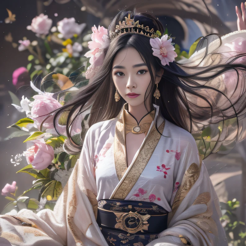 32K(tmasterpiece,k hd,hyper HD,32K)Long flowing black hair,Gold jewelry area in the back room,Smoke ring girl ,Peony flowers fly (realisticlying:1.4),Carp pattern robe,Purple-pink tiara,Pear blossoms flutter,The background is pure,Hold your head high,Be proud,The nostrils look at people, A high resolution, the detail, RAW photogr, Sharp Re, Nikon D850 Film Stock Photo by Jefferies Lee 4 Kodak Portra 400 Camera F1.6 shots, Rich colors, ultra-realistic vivid textures, Dramatic lighting, Unreal Engine Art Station Trend, cinestir 800,Hold your head high,Be proud,The nostrils look at people,32K(tmasterpiece,k hd,hyper HD,32K)Long flowing black hair,Backroom pond,zydink, a color, Asian people (A unicorn), (Silk scarf), Combat posture, looking at viewert, long whitr hair, Floating hair, Hanfu, Chinese clothes, longer sleeves, (abstract ink splash:1.2), white backgrounid,Kirin Beast Protector (realisticlying:1.4), (realisticlying:1.4),,The nostrils look at people, A high resolution, the detail, RAW photogr, Sharp Re,