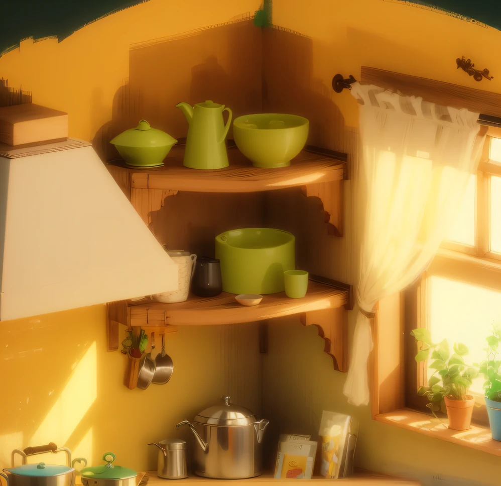 kitchen shelf with pots, Playrix Style