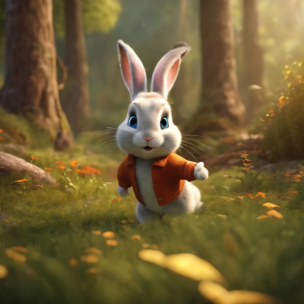 movie image quality, Disney animation, Disney animation style, Disney movie animation, 3D movies, Chinese style, explorer rabbit, walking through the colorful forest, with his animal friends, HD, children's painting, depth of fields, Light High, Real Light, Streak Traching, OC rendered, hyper-realistic, best quality, 8K, Master Works, super fine, detailed pubic hair, correct anatomy, sharp focus on eyes, bokeh, facial features are carefully described