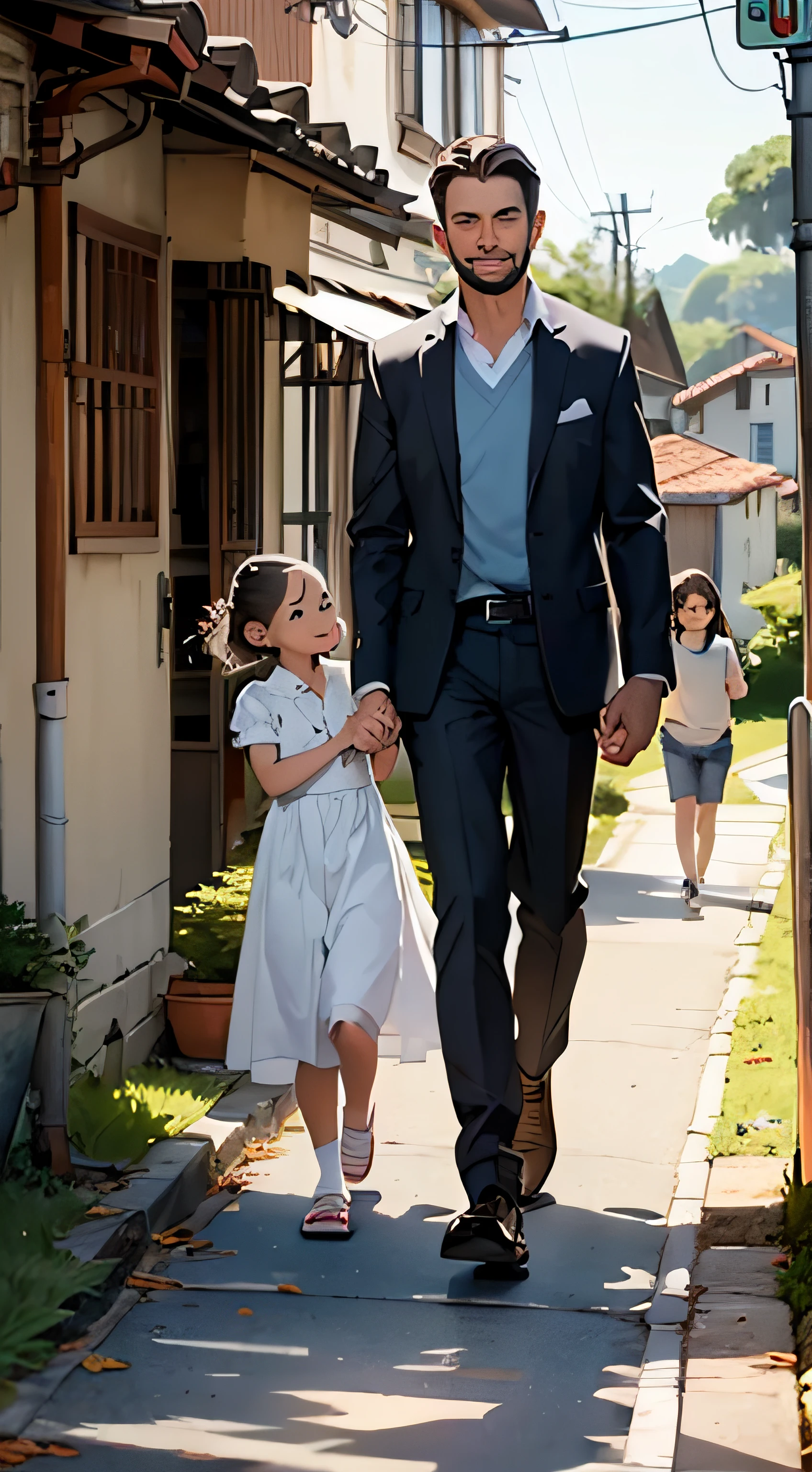 Traditional family, homem, mulher, um casal de filhos e um cachorro