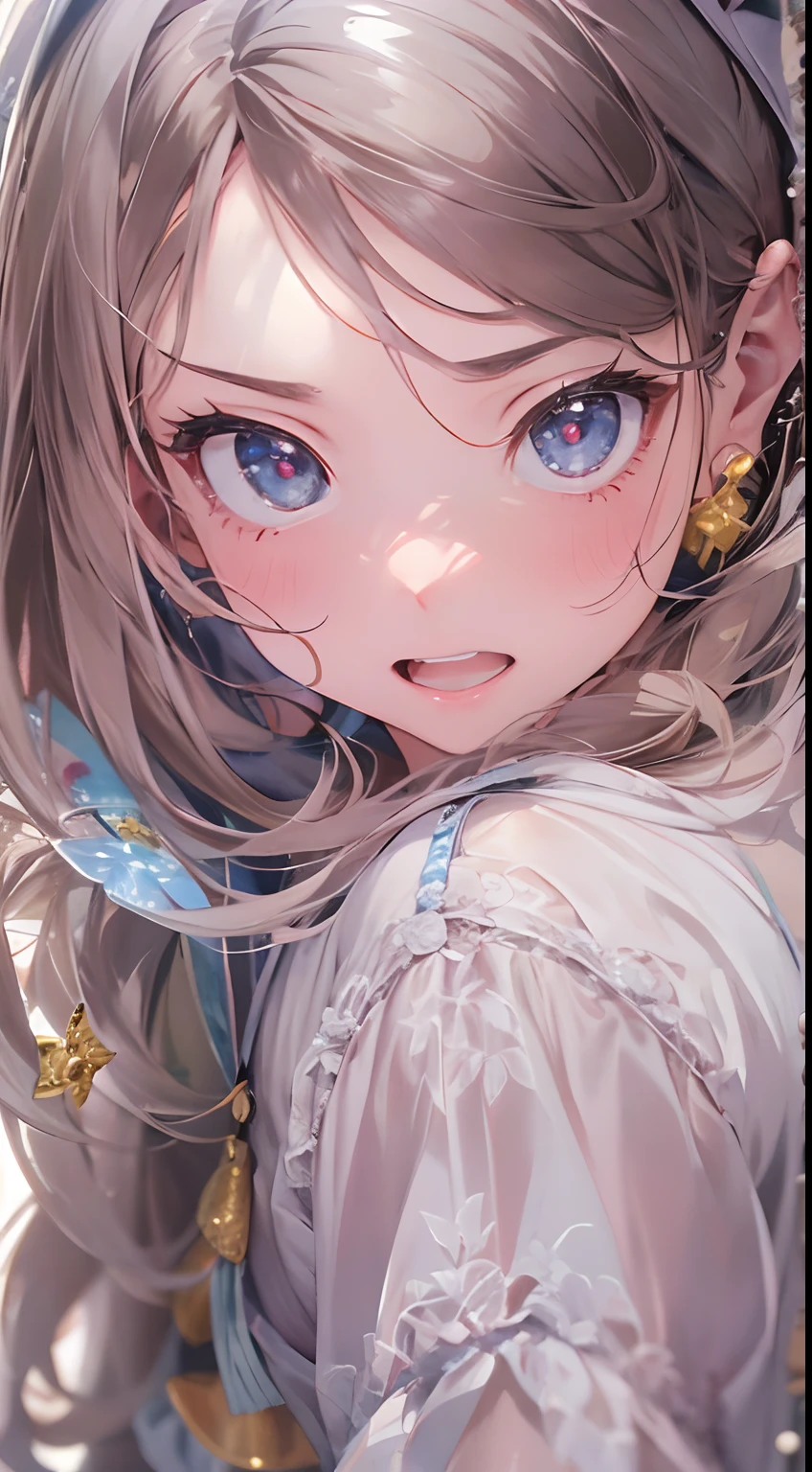 (CG paintings with attention to detail),(Perfect image)、Comic Strip.shape.1 girl、From below.Detailed face、Perfect Face.Delicate face、Delicate girl、naked、Nipples、Spread your legs、Rough skin、Black Hair.length、(Umamimi Girl)Umamimi Girl、((Beautiful Blue Eyes)).Embarrassed blush