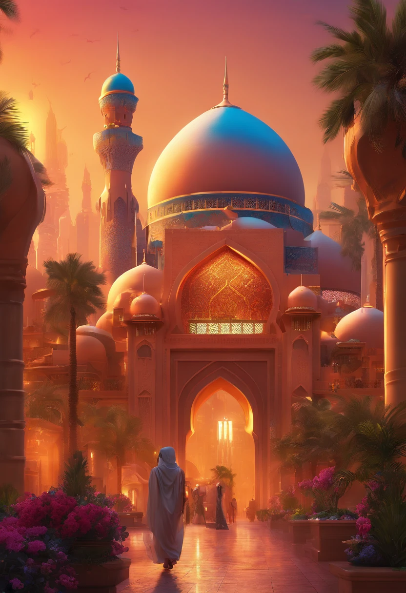 A futuristic utopian Saudi Arabia in (best quality,4k,8k,highres,masterpiece:1.2),ultra-detailed,(realistic,photorealistic,photo-realistic:1.37) style, with vibrant colors and stunning landscapes. The cityscape features towering skyscrapers adorned with Arabic motifs, seamlessly blending tradition and modernity. The streets are bustling with people dressed in traditional Arabian attire, going about their daily lives with an air of serenity.
In the foreground, there is a beautiful oasis with lush palm trees and sparkling blue water, providing a cool respite from the desert heat. A traditional ornate fountain stands as the centerpiece, casting a playful spray of water into the air. Surrounding the oasis, there are vibrant gardens bursting with colorful flowers and exotic plants, creating a feast for the eyes.
In the distance, a magnificent mosque with intricate details and towering minarets captures the essence of Islamic architecture. The minarets are illuminated by the golden rays of the setting sun, creating a mesmerizing spectacle. The fusion of traditional Arab designs and futuristic elements can be seen in the holographic projections that adorn the mosque’s facade.
Moving beyond the city, the desert stretches endlessly, with dunes in varying shades of golden sand. In the distance, a high-speed train glides effortlessly on a track, connecting different parts of the country. The train is a symbol of progress, seamlessly blending with the natural landscape.
As the night falls, the city comes alive with dazzling lights. The city skyline is illuminated with vibrant colors, creating a breathtaking visual display. The streets are adorned with elegant lanterns, casting a warm and inviting glow. The futuristic utopia of Saudi Arabia embraces technology while preserving the rich cultural heritage.
Please note that the prompt is limited to 40 tags within 60 words, so feel free to adjust or modify the description as needed to meet these requirements.