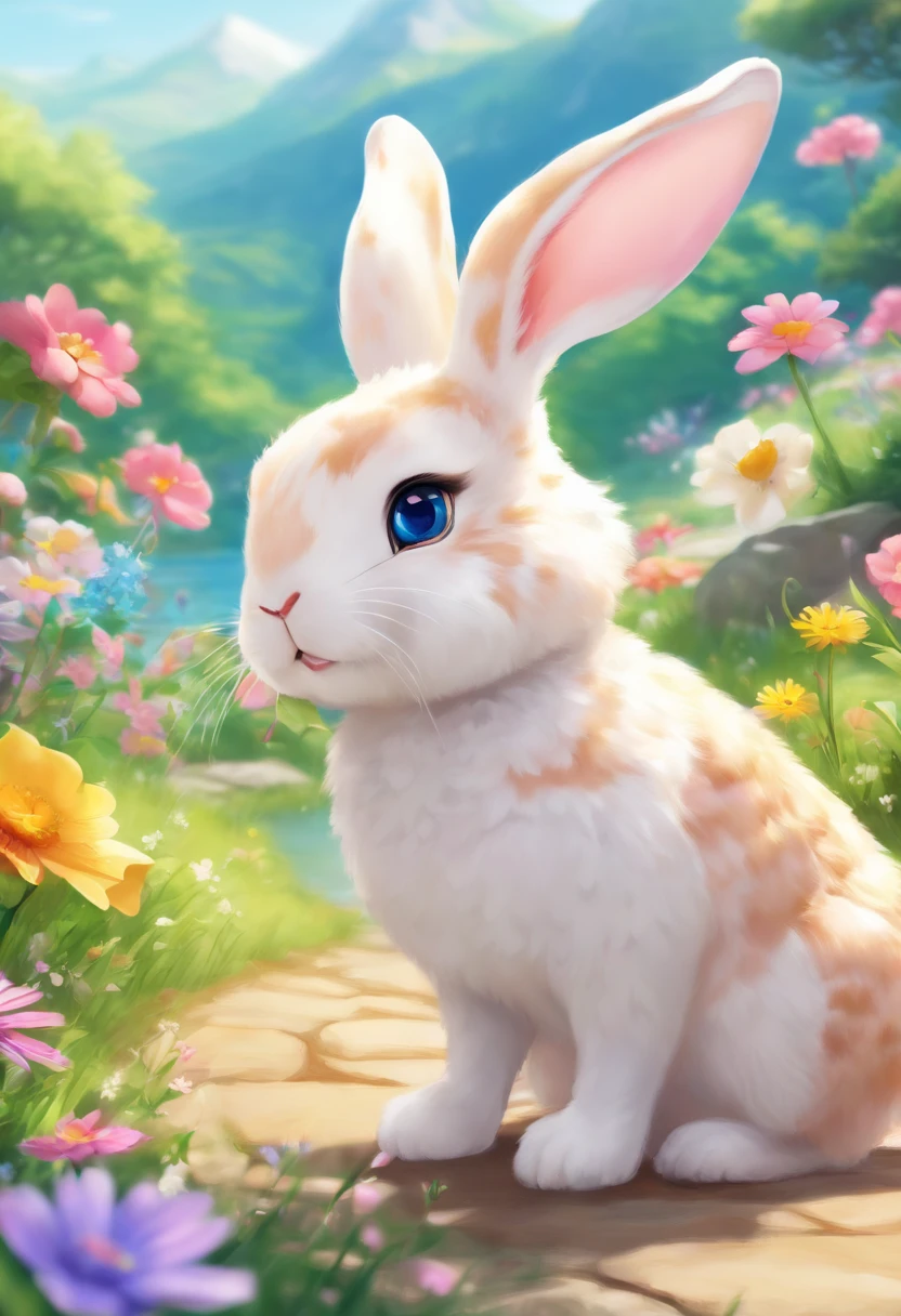 A rabbit, mountain path, many birds, many animals, happy, happy, perfect quality, clear focus (clutter - house: 0.8), (masterpiece: 1.2) (Realistic: 1.2) (Bokeh) (Best quality) ( Detailed Skin: 1.3) (Intricate Detail) (8K) (Detail Eyes) (Crisp Focus), (Happy)