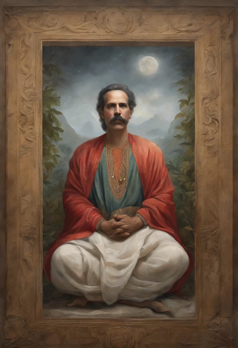 homem maduro, sitting in a meditation position, diante de um orisonte lindo, com o sol se pondo, in connection with the divine, foto de retrato, Directed by: Drew Tucker, Directed by: Adam Marczyński, Directed by: Alexander Kucharsky, Directed by: Gavin Nolan, Surrealismo 8K, Directed by: Jason Felix, Yuri Shwedoff e Tom Bagshaw, arte ilustrativa, Estilo Erik Johansson