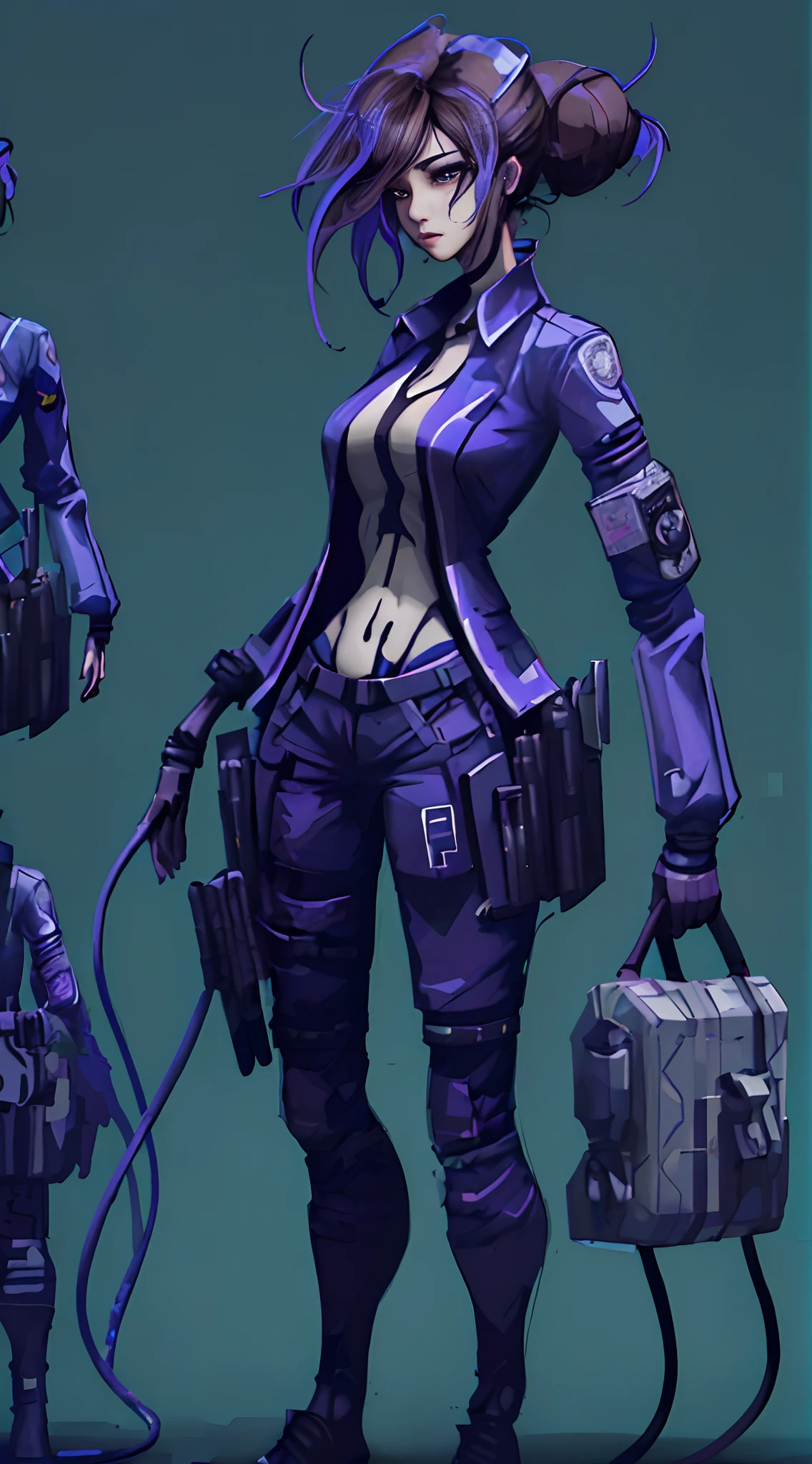 (Full body standing), Full body shot 、doctor、Doctor Doctor, stethoscope、 of the Cross、 Female paramedic on ambulance team、 Pastel Pioneer Monsters, Shake the bomb, Cyberpancal Police Character Design, Carrying large medical equipment on your back、Full body written in software, Anime game characters, Full body written in software, Body is a car, Collision of light, Pioneer with a very beautiful face, Full body. head phone. Brown hair. 2D Game Animation Full Body Standing. Dynamic, Doctor clothes vector art, Fantasy Art, Hard Black Border, Bokeh, adobe ilustrator, handdraw, Digital Painting, low poly, In the machine room