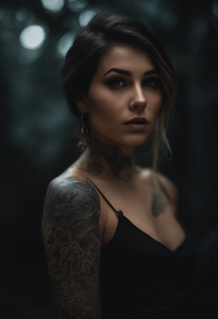 Tattooed girl, very beautiful, meurtrier, bel homme, trahison, anger, background dark, 8k, Dynamic wallpaper, very delicate, very dense