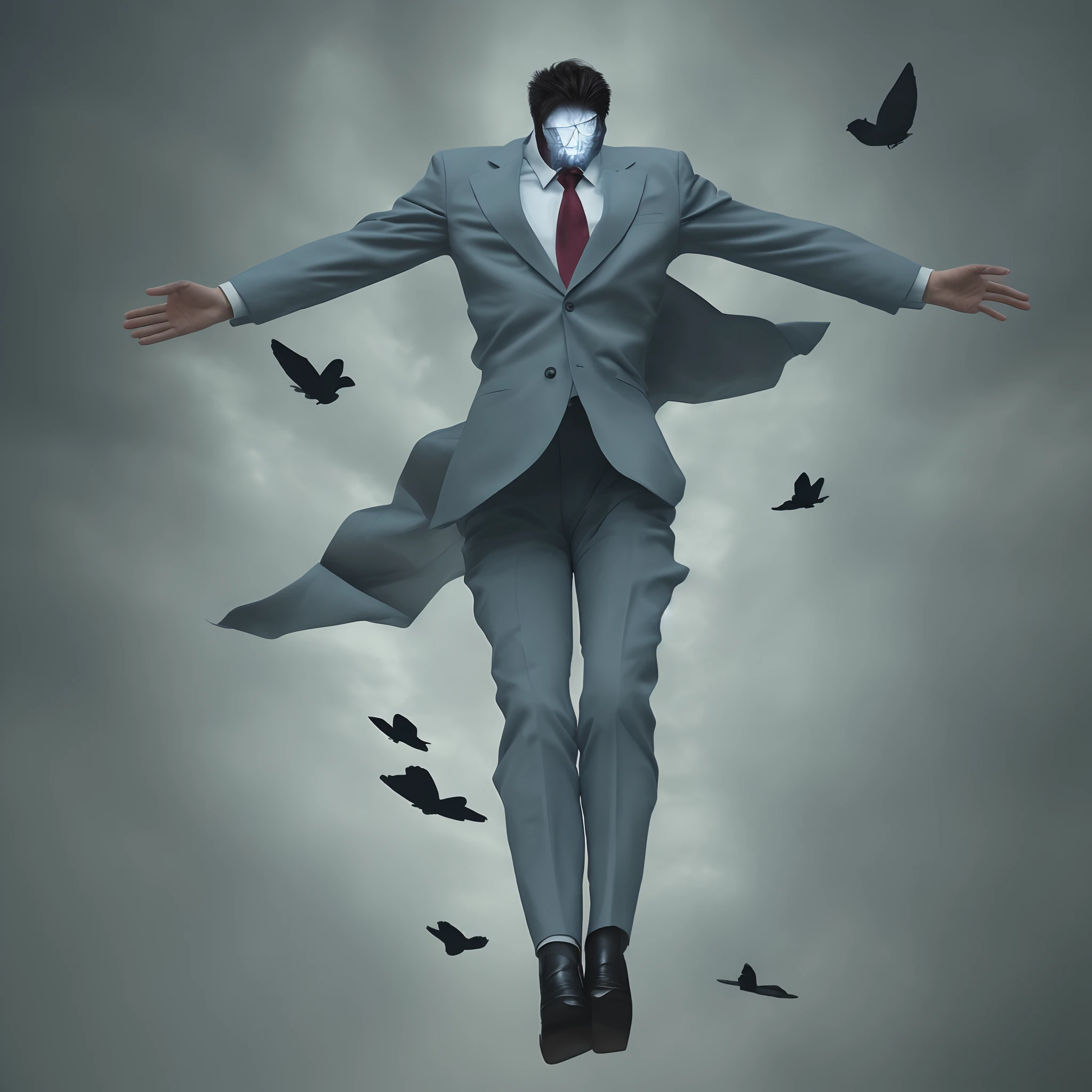 A flying headless man