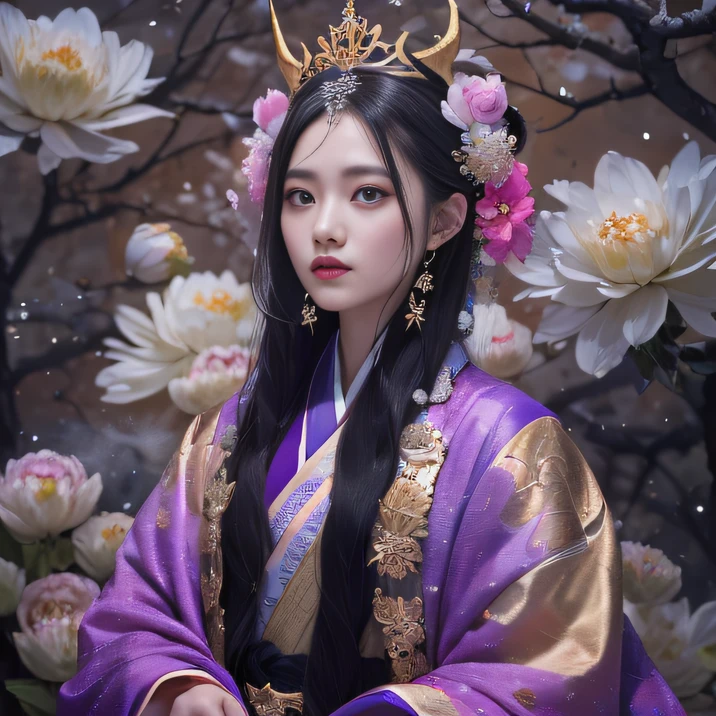32K(tmasterpiece,k hd,hyper HD,32K)Long flowing black hair,Gold jewelry area in the back room,Smoke ring girl ,Peony flowers fly (realisticlying:1.4),Carp pattern robe,Purple-pink tiara,Pear blossoms flutter,The background is pure,Hold your head high,Be proud,The nostrils look at people, A high resolution, the detail, RAW photogr, Sharp Re, Nikon D850 Film Stock Photo by Jefferies Lee 4 Kodak Portra 400 Camera F1.6 shots, Rich colors, ultra-realistic vivid textures, Dramatic lighting, Unreal Engine Art Station Trend, cinestir 800,Hold your head high,Be proud,The nostrils look at people,32K(tmasterpiece,k hd,hyper HD,32K)Long flowing black hair,Backroom pond,zydink, a color, Asian people (A unicorn), (Silk scarf), Combat posture, looking at viewert, long whitr hair, Floating hair, Hanfu, Chinese clothes, longer sleeves, (Abstract propylene splash:1.2), white backgrounid,Kirin Beast Protector (realisticlying:1.4), (realisticlying:1.4),The nostrils look at people, A high resolution, the detail, RAW photogr, Sharp Re,