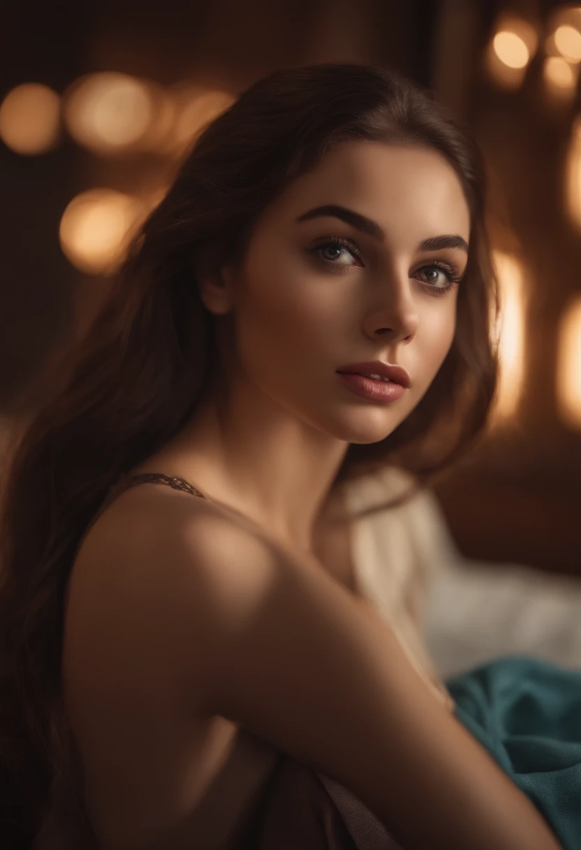 arafed woman fully , sexy girl with brown eyes, ultra realistic, meticulously detailed, portrait sophie mudd, brown hair and large eyes, selfie of a young woman, bedroom eyes, violet myers, without makeup, natural makeup, looking directly at the camera, face with artgram, subtle makeup, stunning full body posing in the night club, medium to large size bust