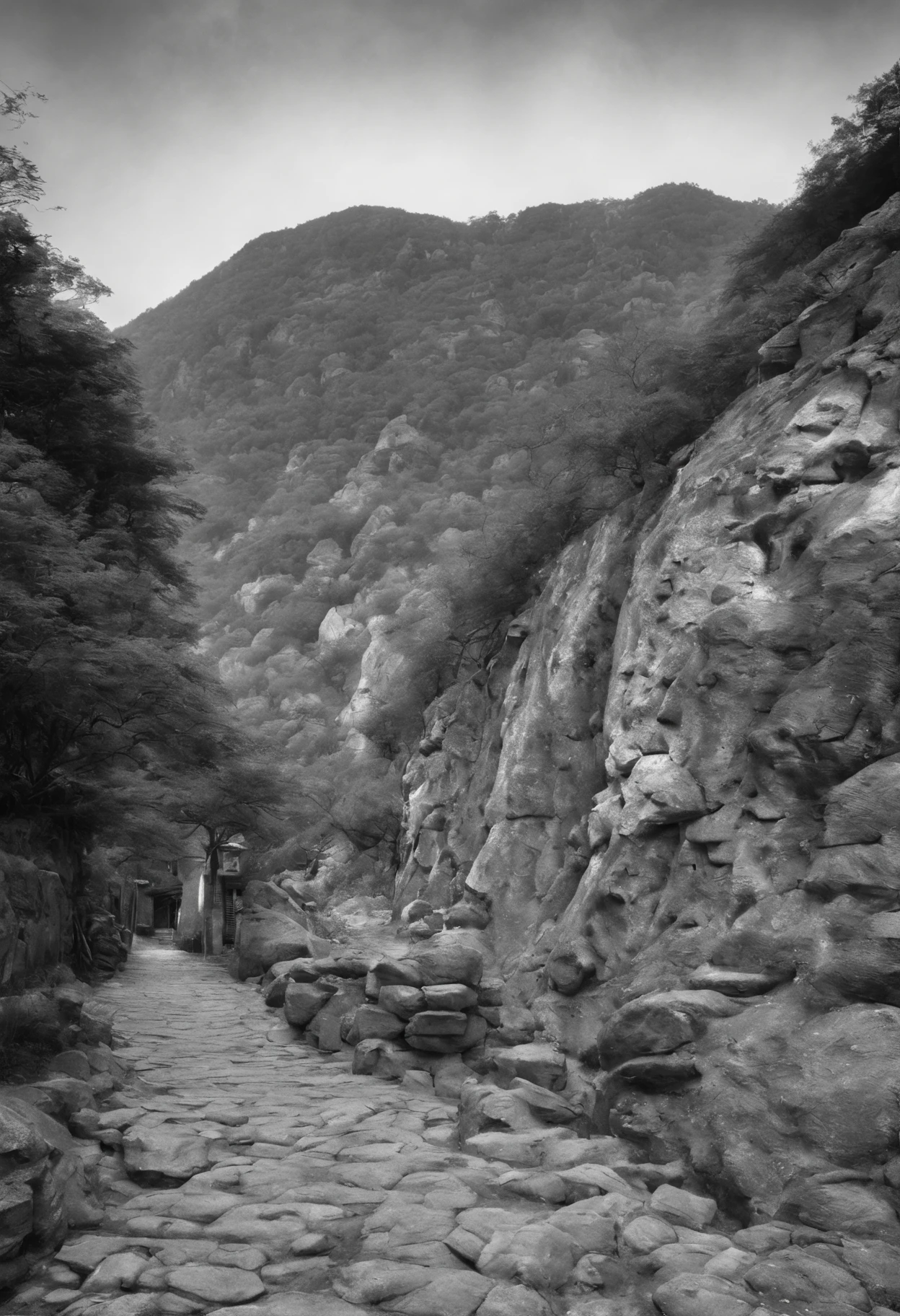 Speaking of three o'clock in the afternoon in summer、It's the sunniest time of the day。however、There was almost no sunlight shining into the village at all.。As Kato explained, Murasato is east、minami、Blocked on three sides to the north by sheer mountains with bare rock faces,、It was a cul-de-sac with a slight beach peeking out on the west side.。The rock surface like a sore lid that surrounds it on three sides is well200There was a height of meters。A huge wall with stripes of countless strata running diagonally that are too soft to be described as mountains、Its appearance was reminiscent of a huge city wall。