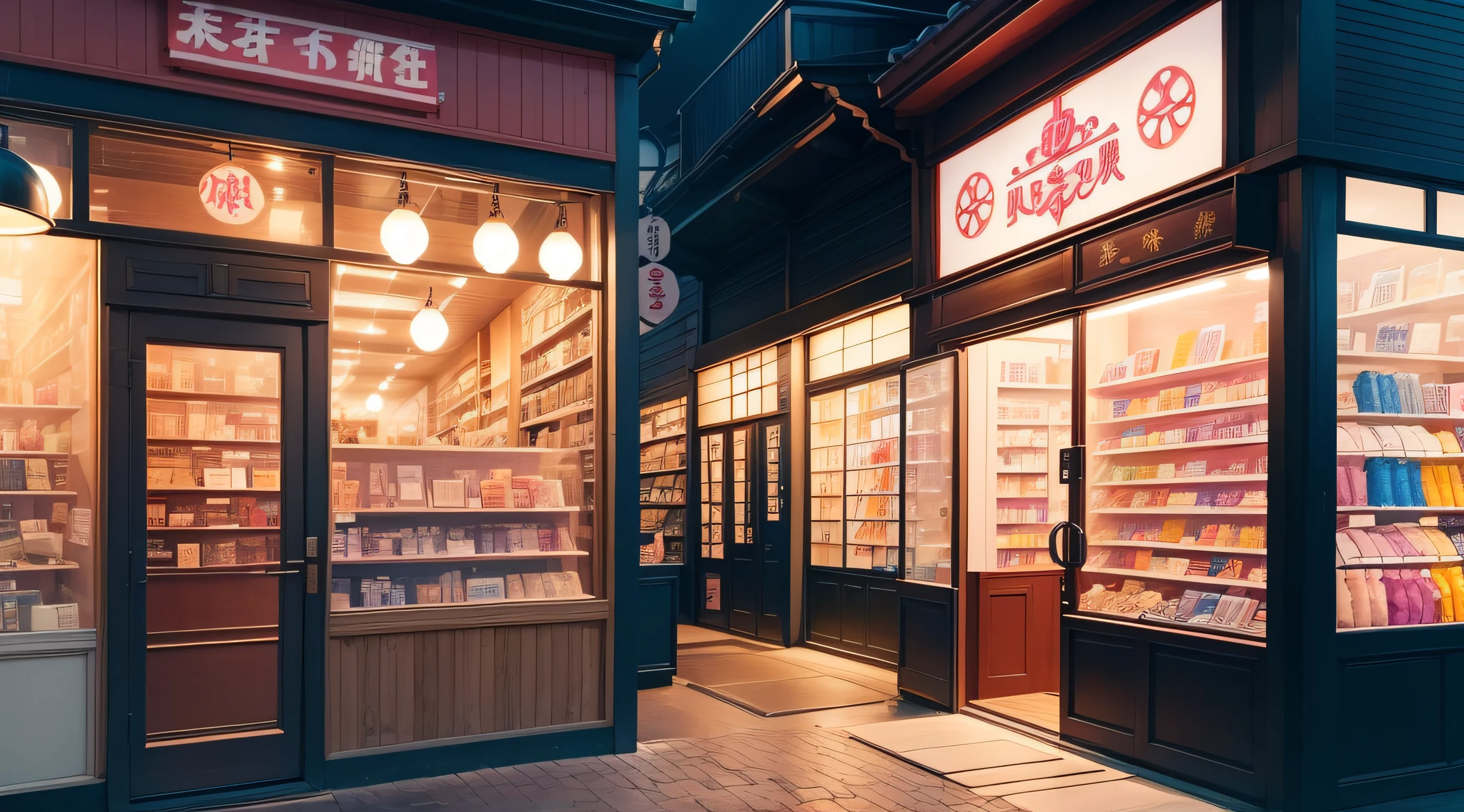 The best image for a figurine shop and manga accessories, Colorful light with a great relaxing atmosphere, le magasin donne tres envie et fait futurisque dans le style japonais