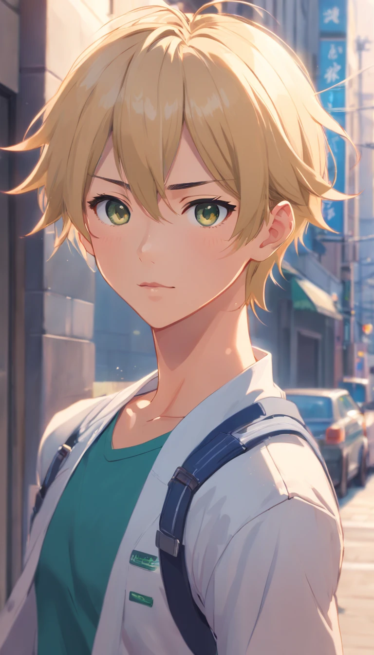 ((Masterpiece, Highest quality)), Detailed face, character design sheet, full body esbian, full body, Full of details, frontal body view, back body view, Highly detailed, Depth, Muscle boy with blonde hair，handsome man,commander, man tall
