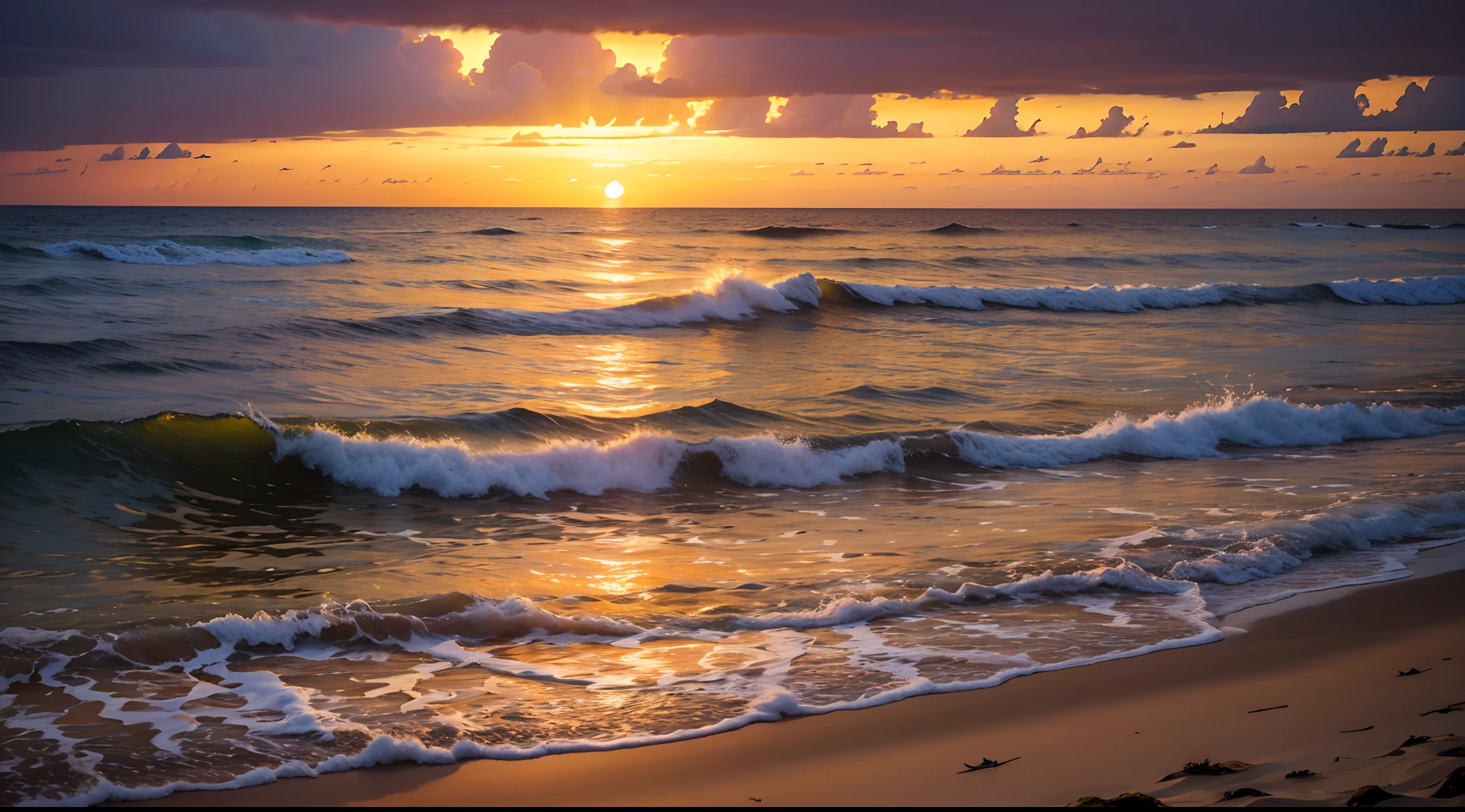 (of a real:1.5)，（beachside：1.5）,evening light，Clouds