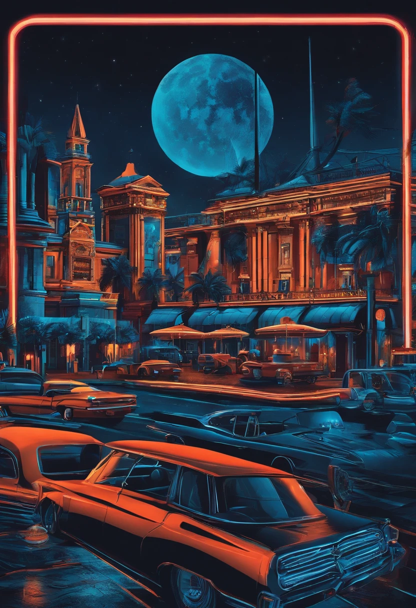 contorne em neon azul