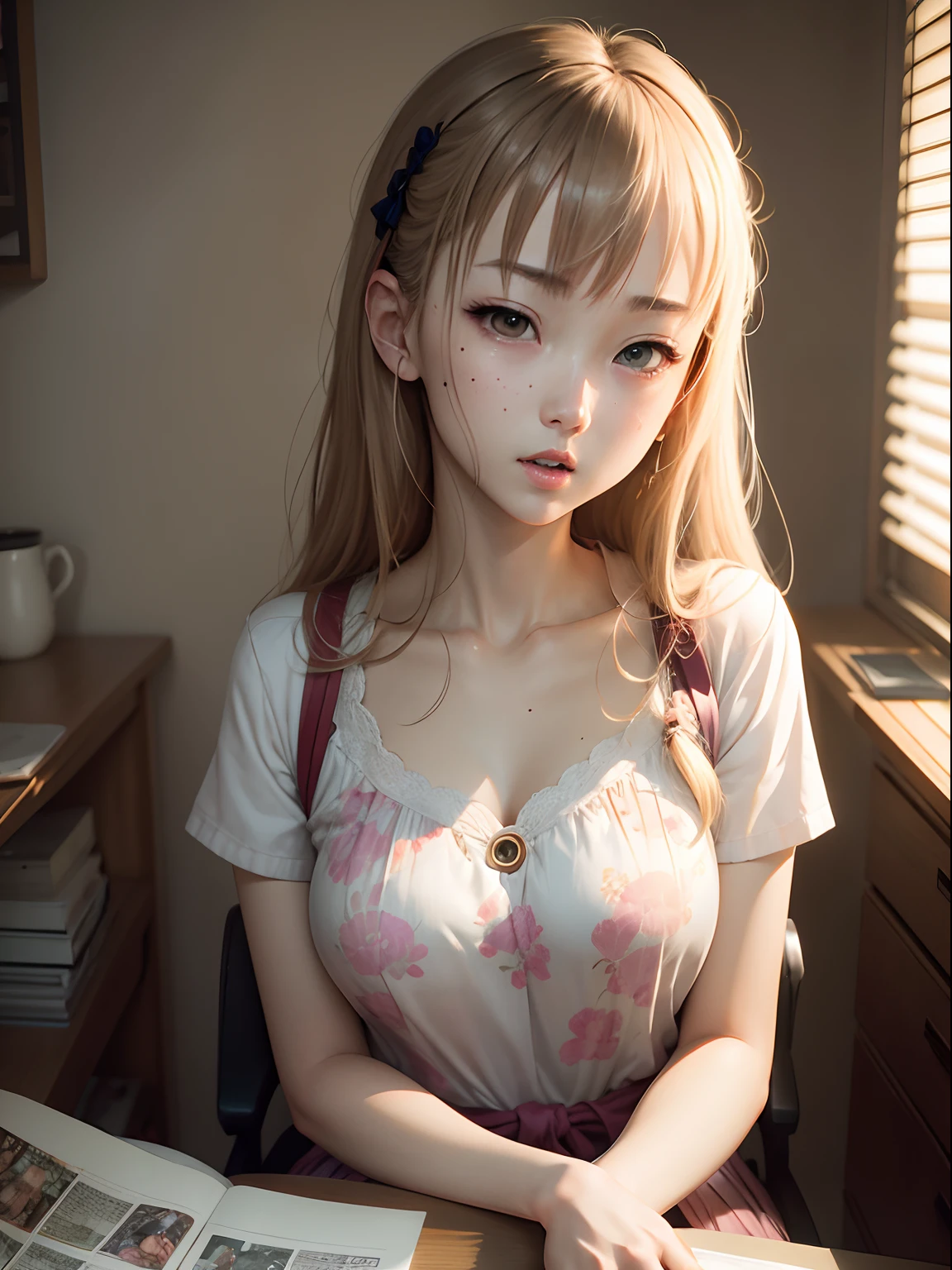 high picture quality、junior high school student、beautifulgirl、uniformed、Bra white、Panty white、Delicate underwear、Sprawl、from above view、Crying、Wrinkles between the eyebrows、Glaring