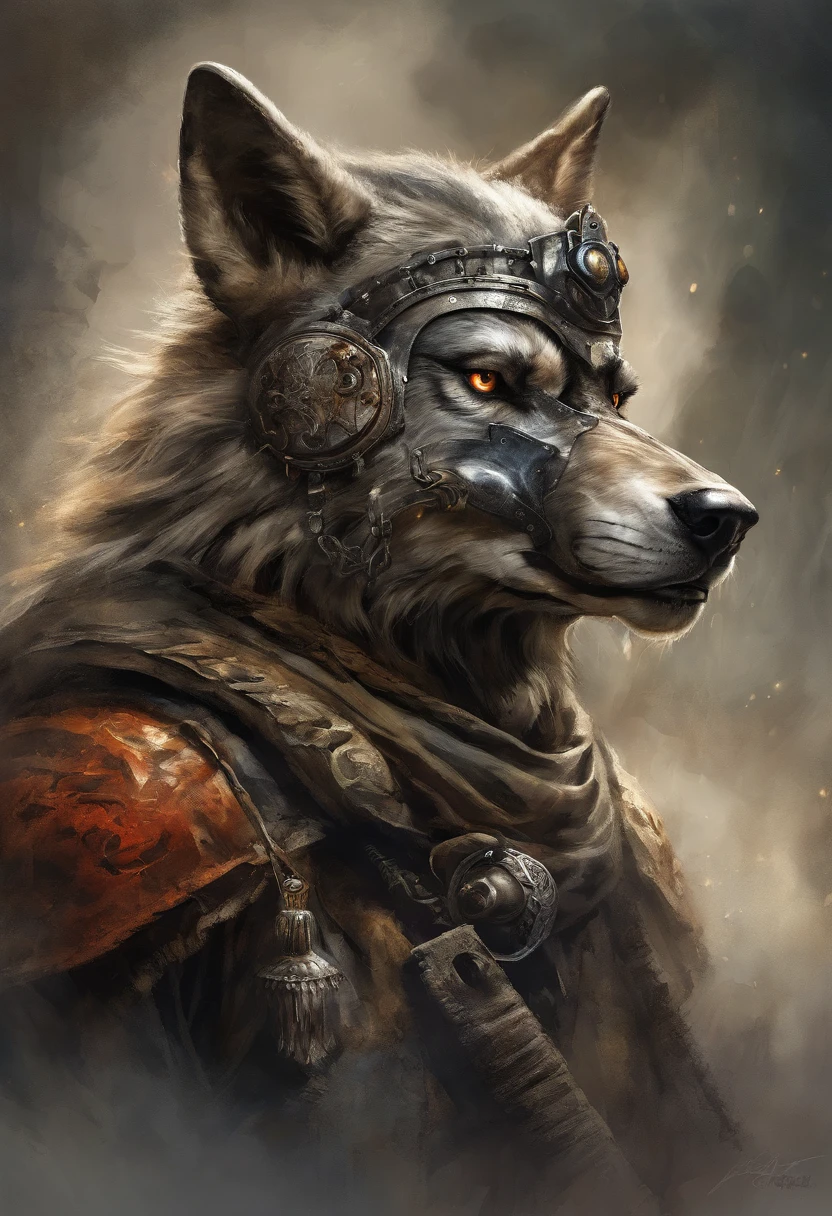 maximum quality, Dramatic lighting, menacing pose, fierce expression, epic atmosphere, (((wolf head shaped helmet))), (((full body shot))),a wolf made out of metal, cyborg, cyberpunk style, clockwork, ((intricate details)), hdr, ((intricate details, hyperdetailed)), incandescent lamps, cinematic shot, vignette, bokeh effect beckground, (canines), (full body shot).