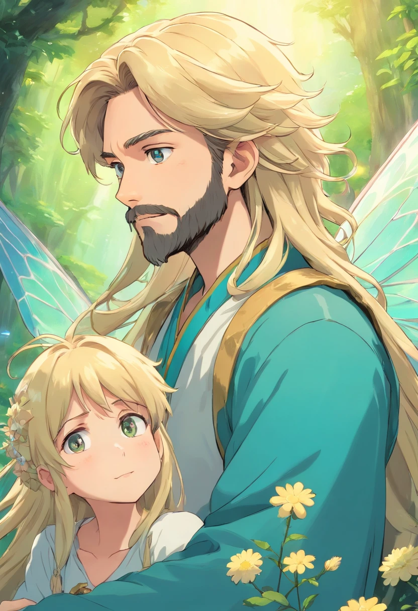 blonde male fairy with beard and long hair father