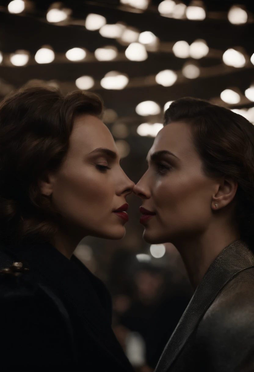 Scarlett Johansson and Gal Gadot kissing