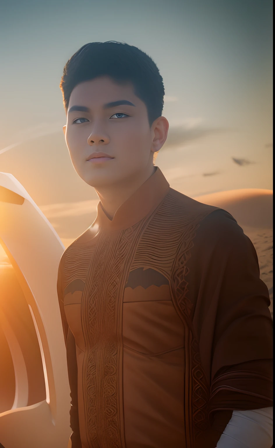 Change background to dune,sunset time, professional photography