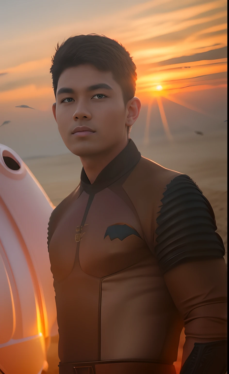Change background to dune,sunset time, professional photography
