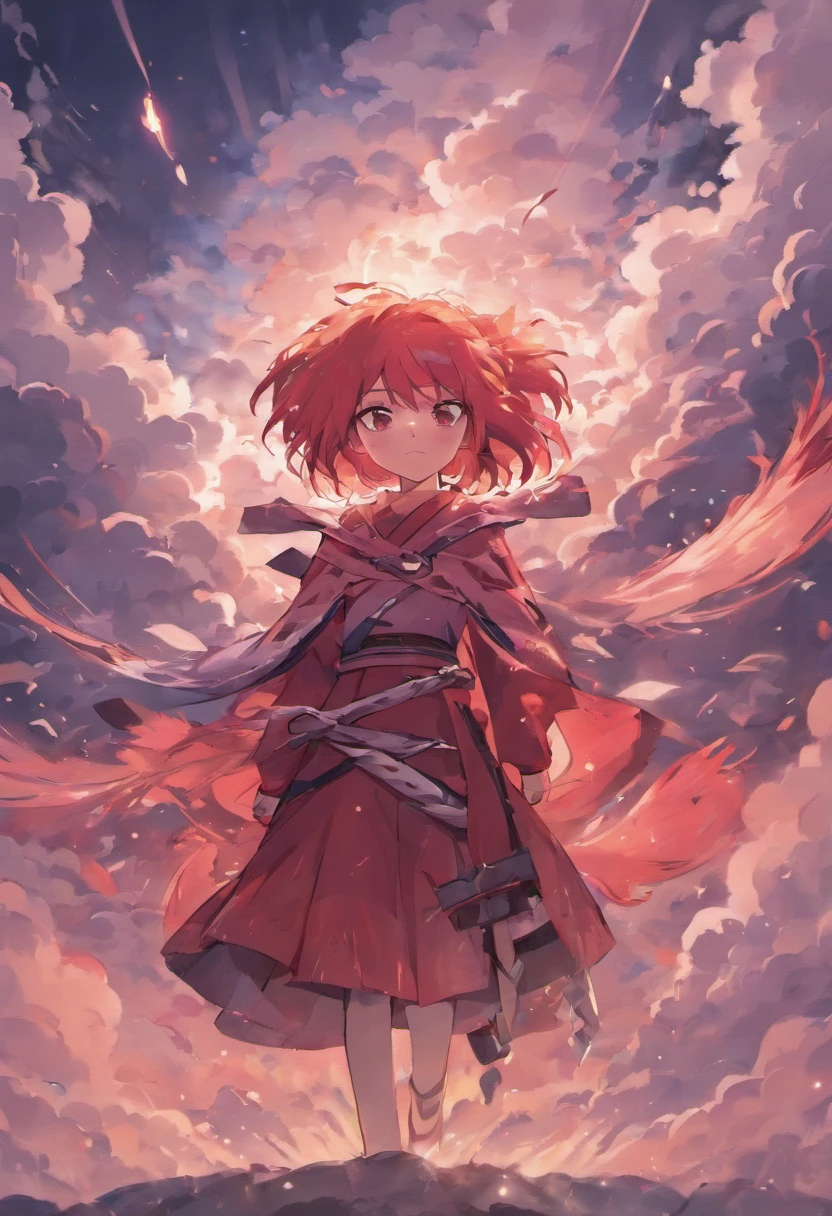fond rouge avec motif de nuages blancs, Style Akatsuki de Naruto