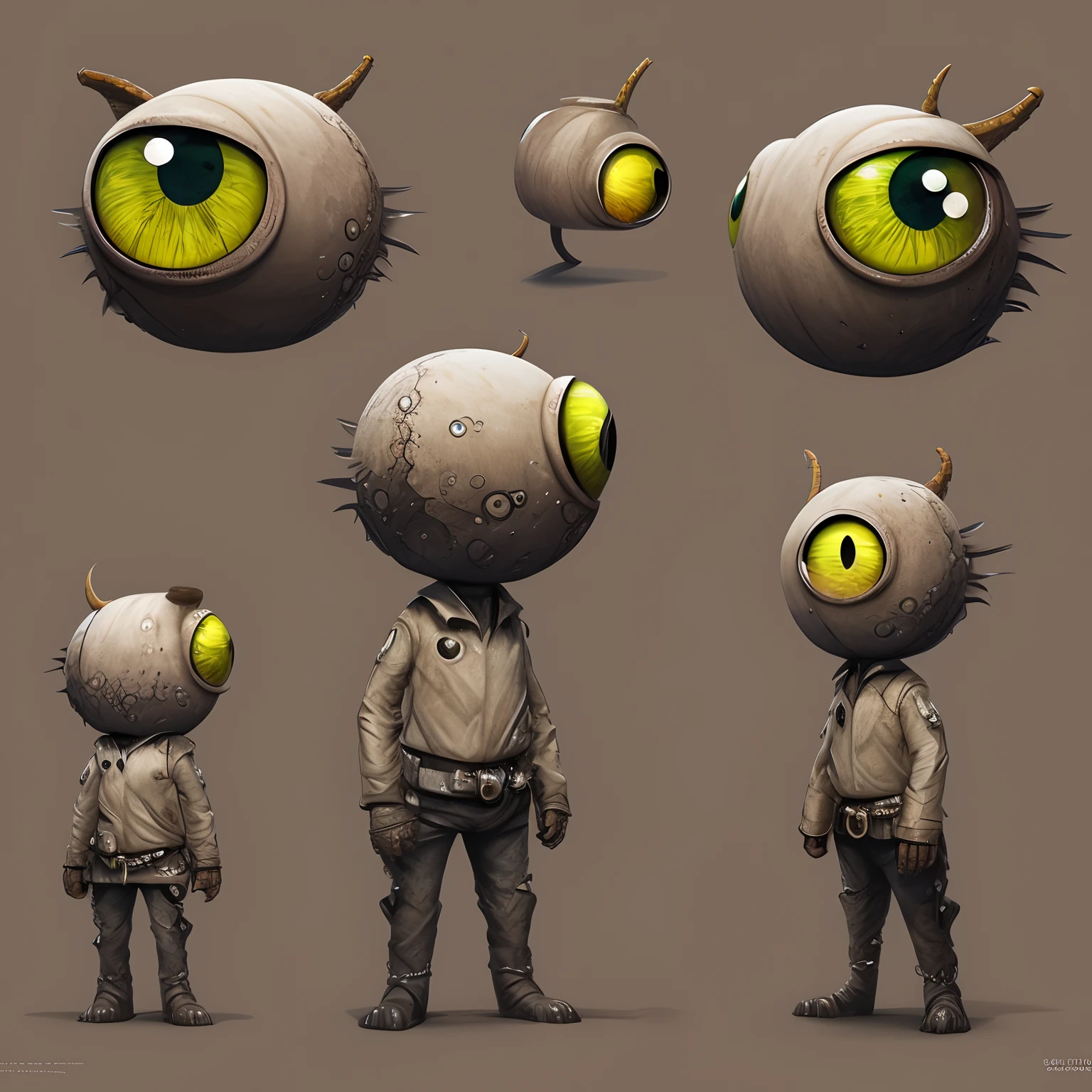 Sandy, liquid, monster with 2 eyes. Character Design